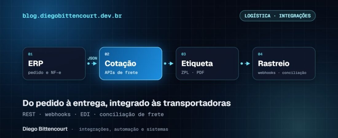 Integração com APIs de transportadoras: cotação, etiquetas, rastreamento e conciliação de frete